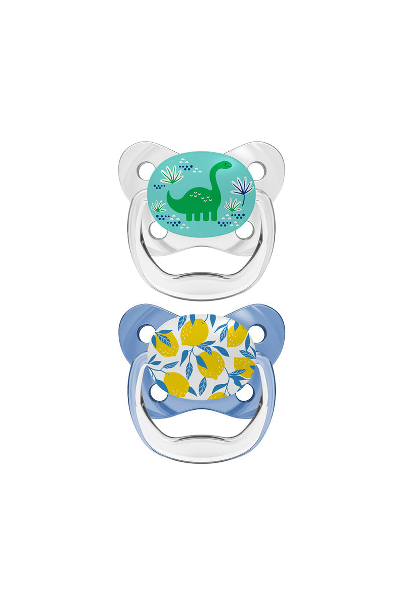 9-18 Months Contoured Pacifiers [2-Pack] - Dinosaur & Lemons - Test